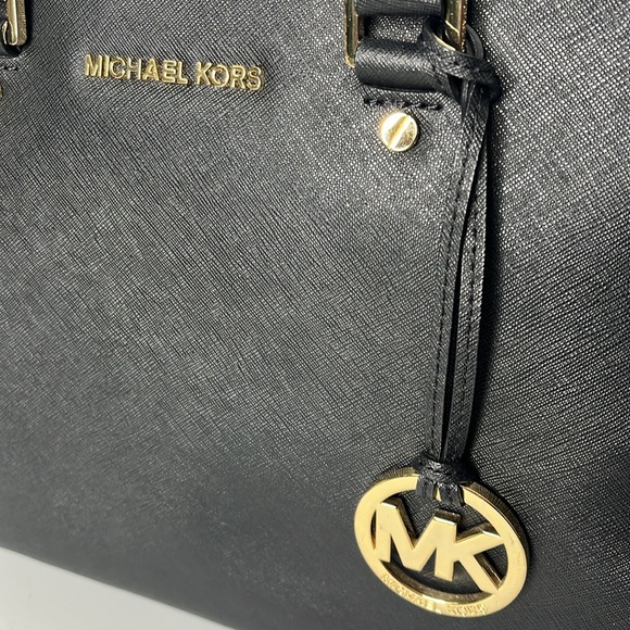 Michael Kors Satchel Black Saffiano Leather Bag, Cindy Large Dome - EUC - Picture 3 of 12
